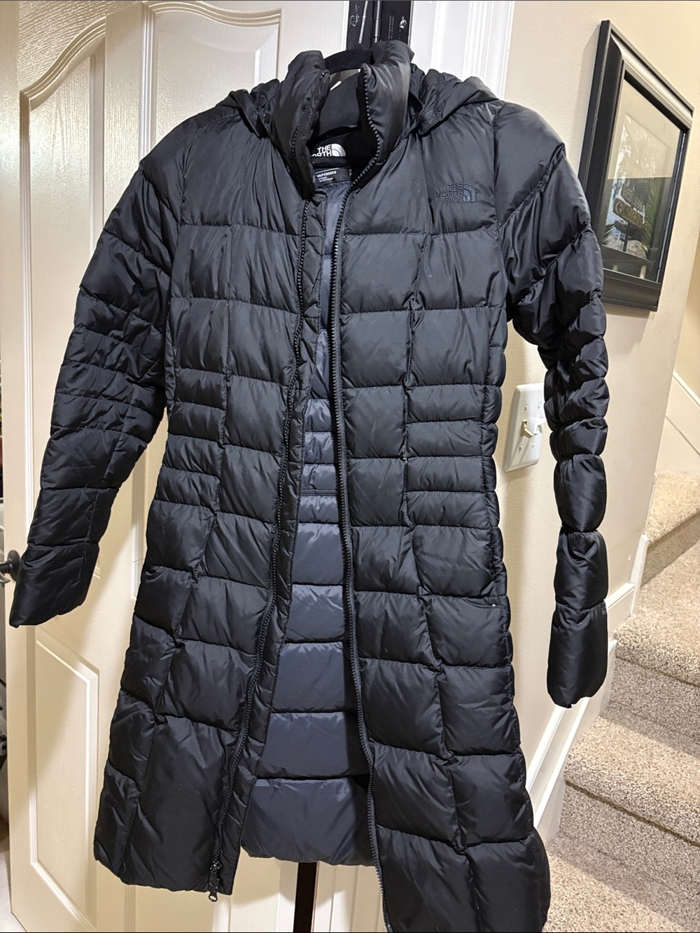 The North Face Women's Black Long Puffer Coat with Hood